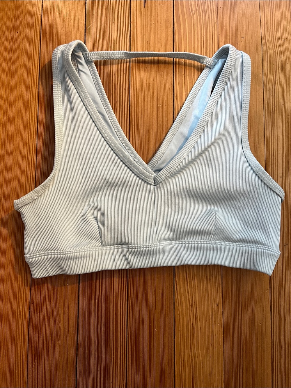 Alo Yoga light blue sports bra